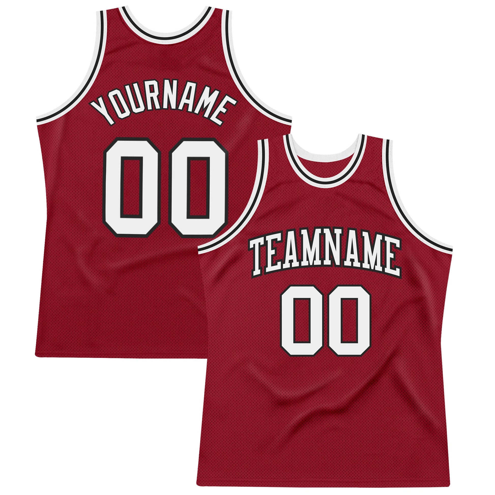Custom Maroon White-Black Authentic Throwback Basketball Jersey - Main View