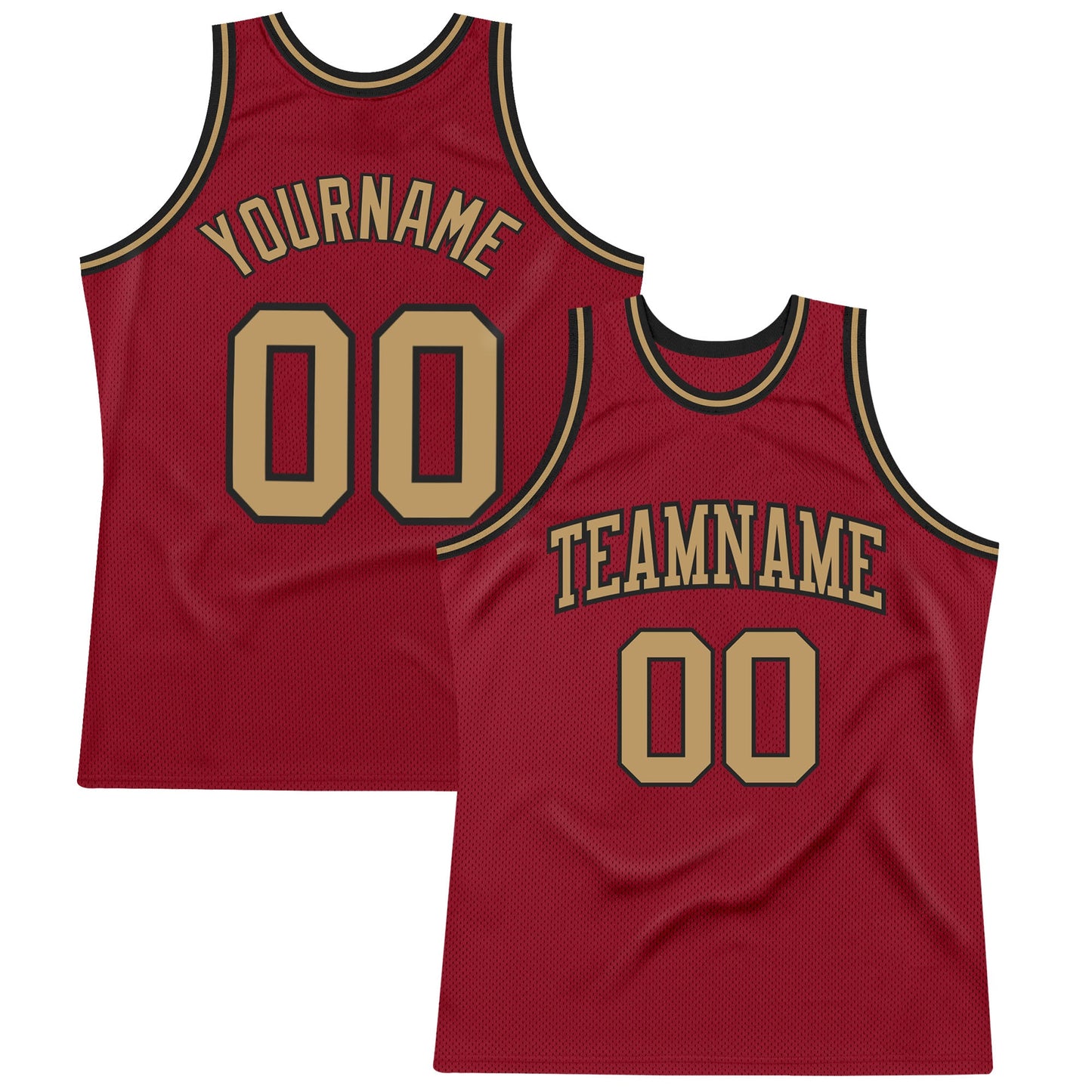 Custom Maroon Old Gold-Black Authentic Throwback Basketball Jersey - Main View