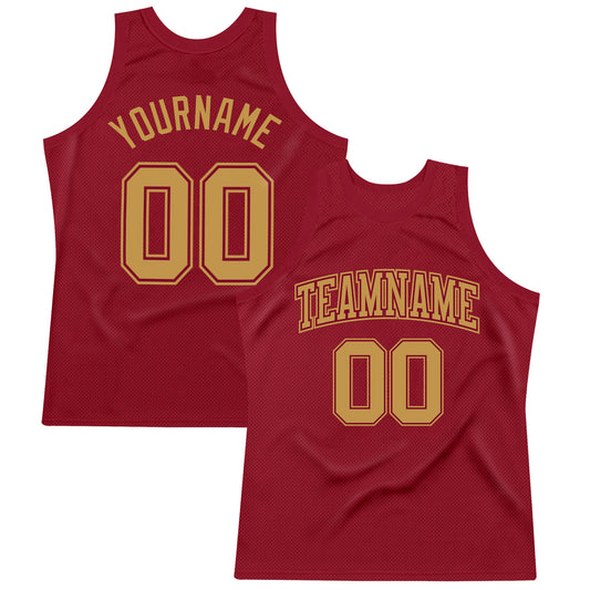 Custom Maroon Old Gold Authentic Throwback Basketball Jersey - Main View