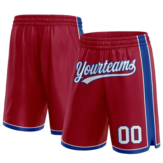 Custom Maroon White-Royal Authentic Basketball Shorts - Main View