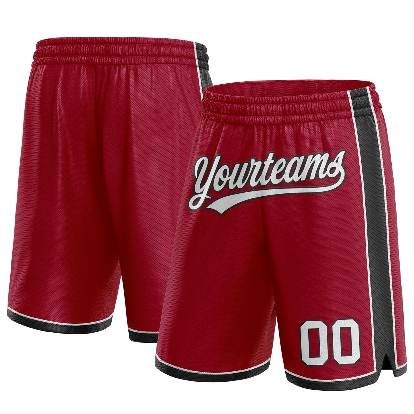 Custom Maroon White-Black Authentic Basketball Shorts - Main View