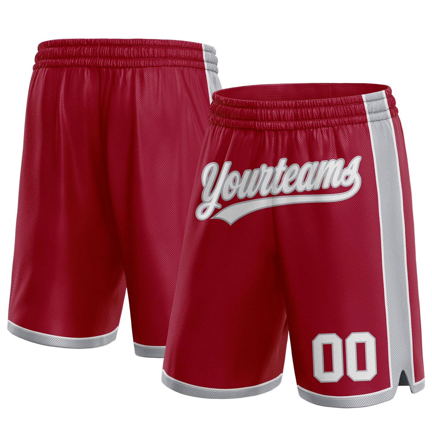 Custom Maroon White-Gray Authentic Basketball Shorts - Main View