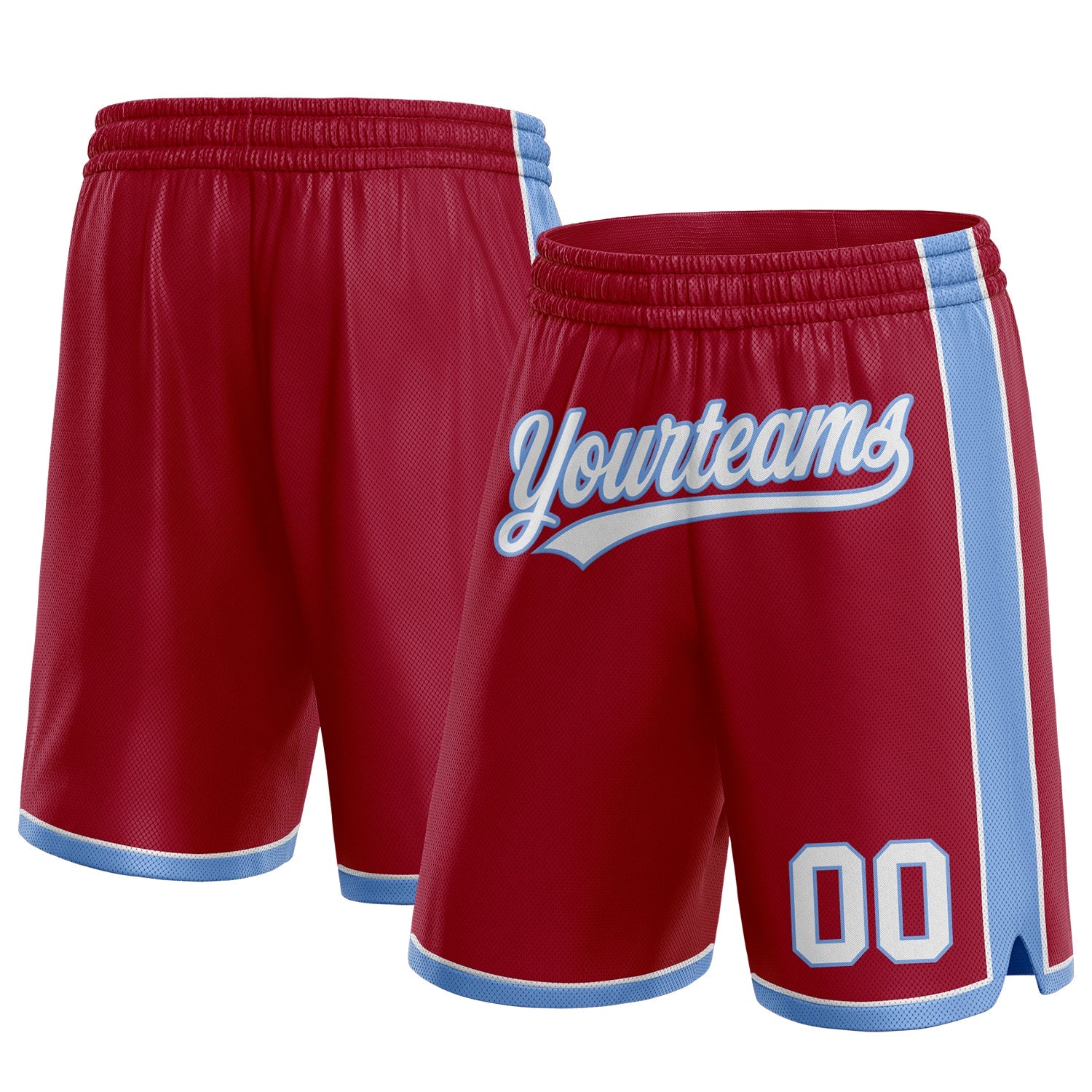 Custom Maroon White-Light Blue Authentic Basketball Shorts - Main View