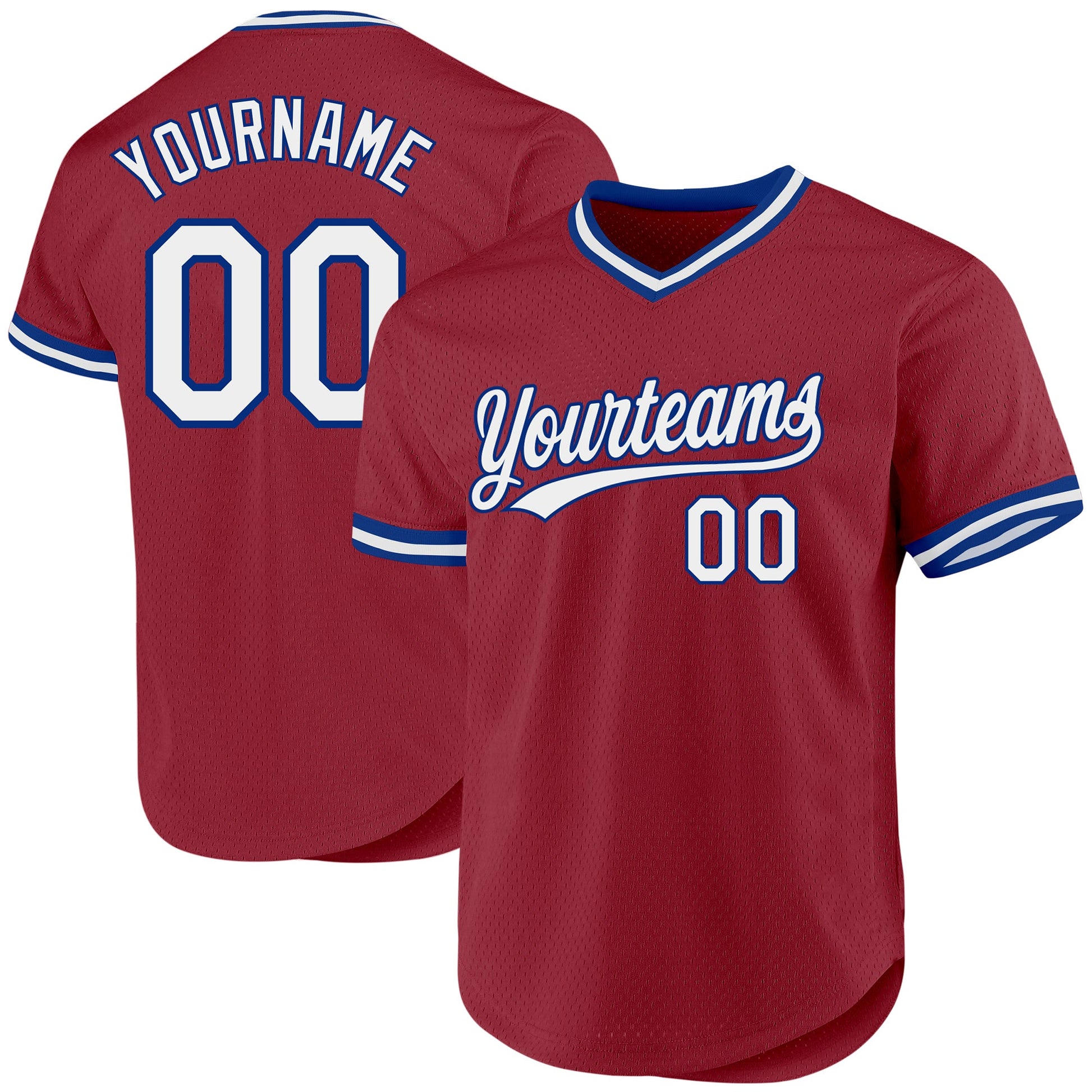 Custom Maroon White-Royal Authentic Throwback Baseball Jersey - Main View