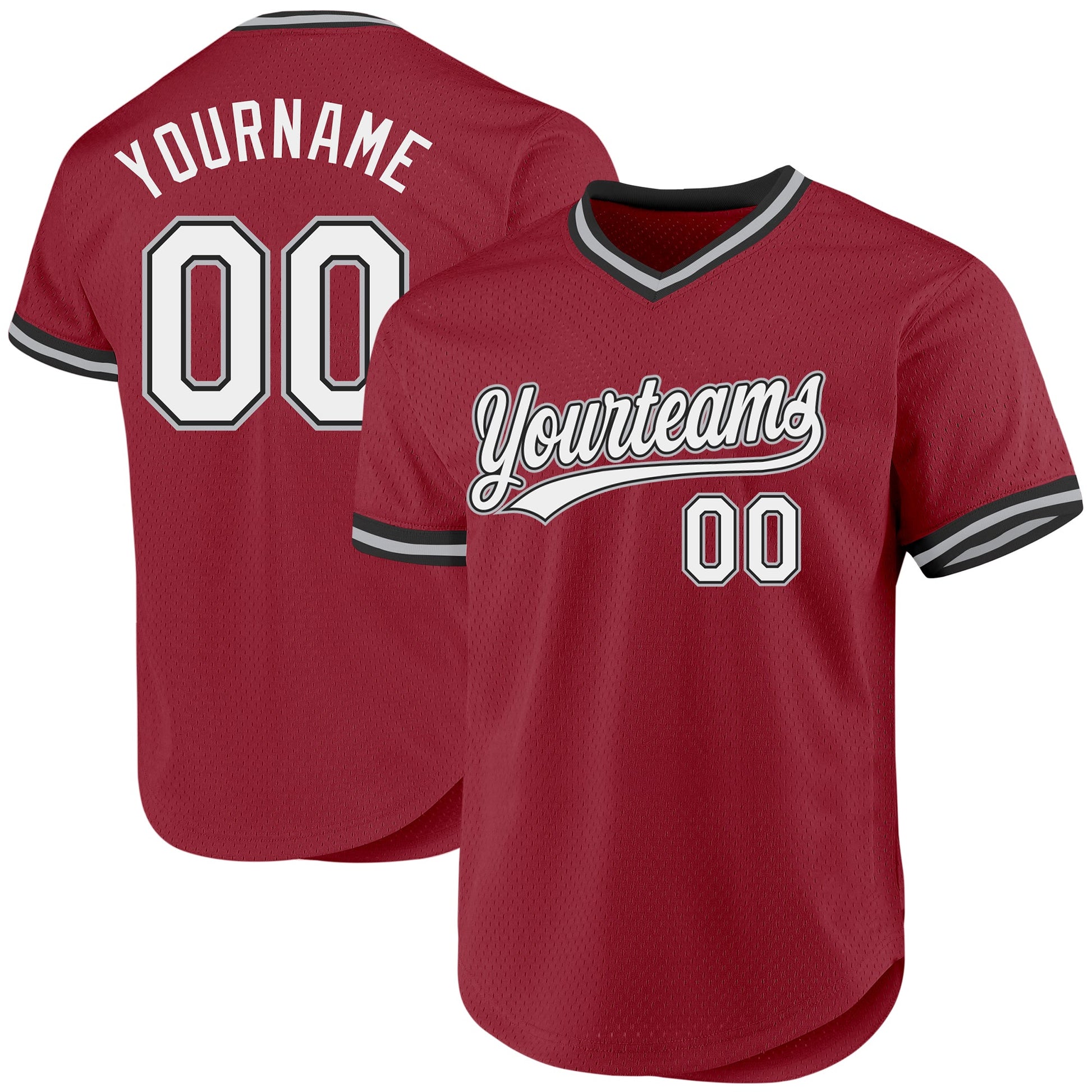 Custom Maroon Black-Gray Authentic Throwback Baseball Jersey - Main View