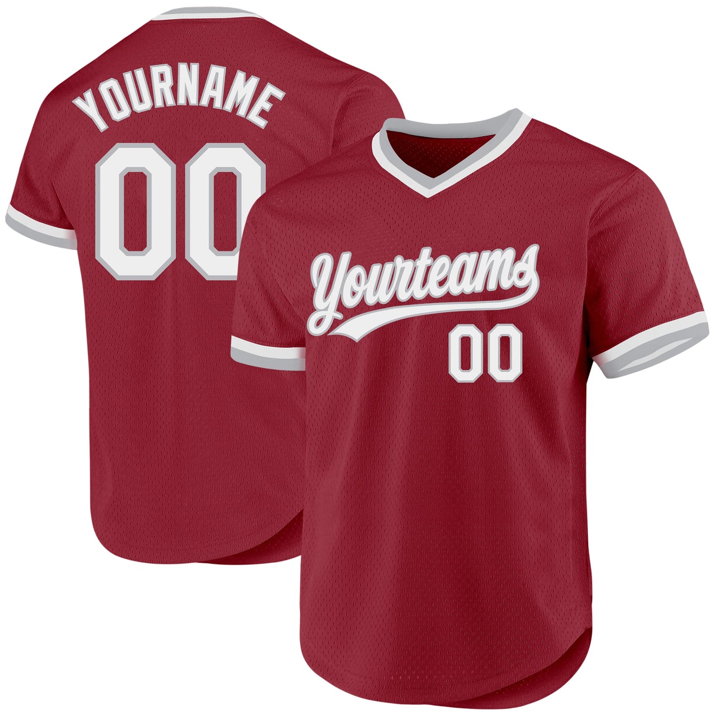 Custom Maroon White-Gray Authentic Throwback Baseball Jersey - Main View