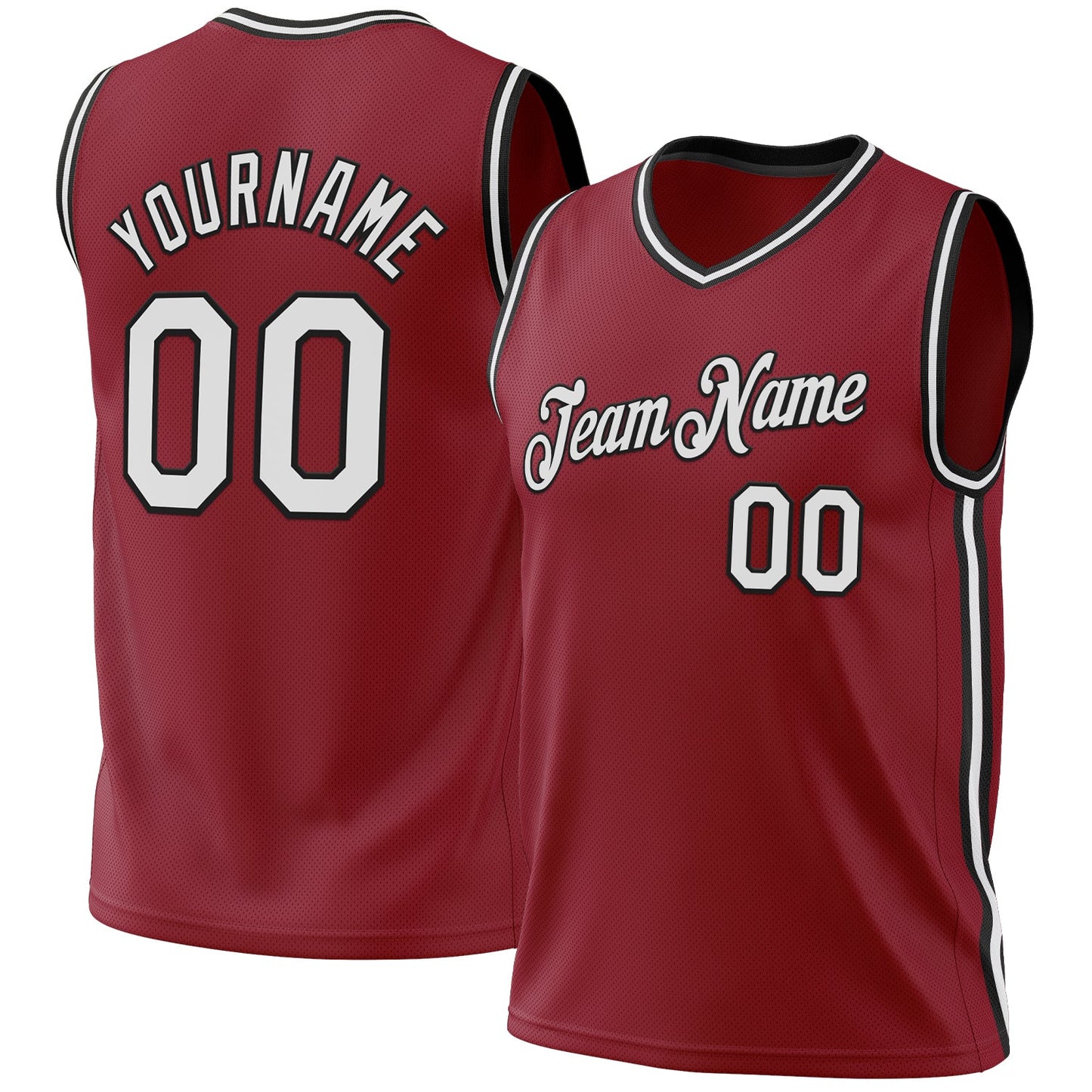 Custom Maroon White-Black Authentic Throwback Basketball Jersey - Main View