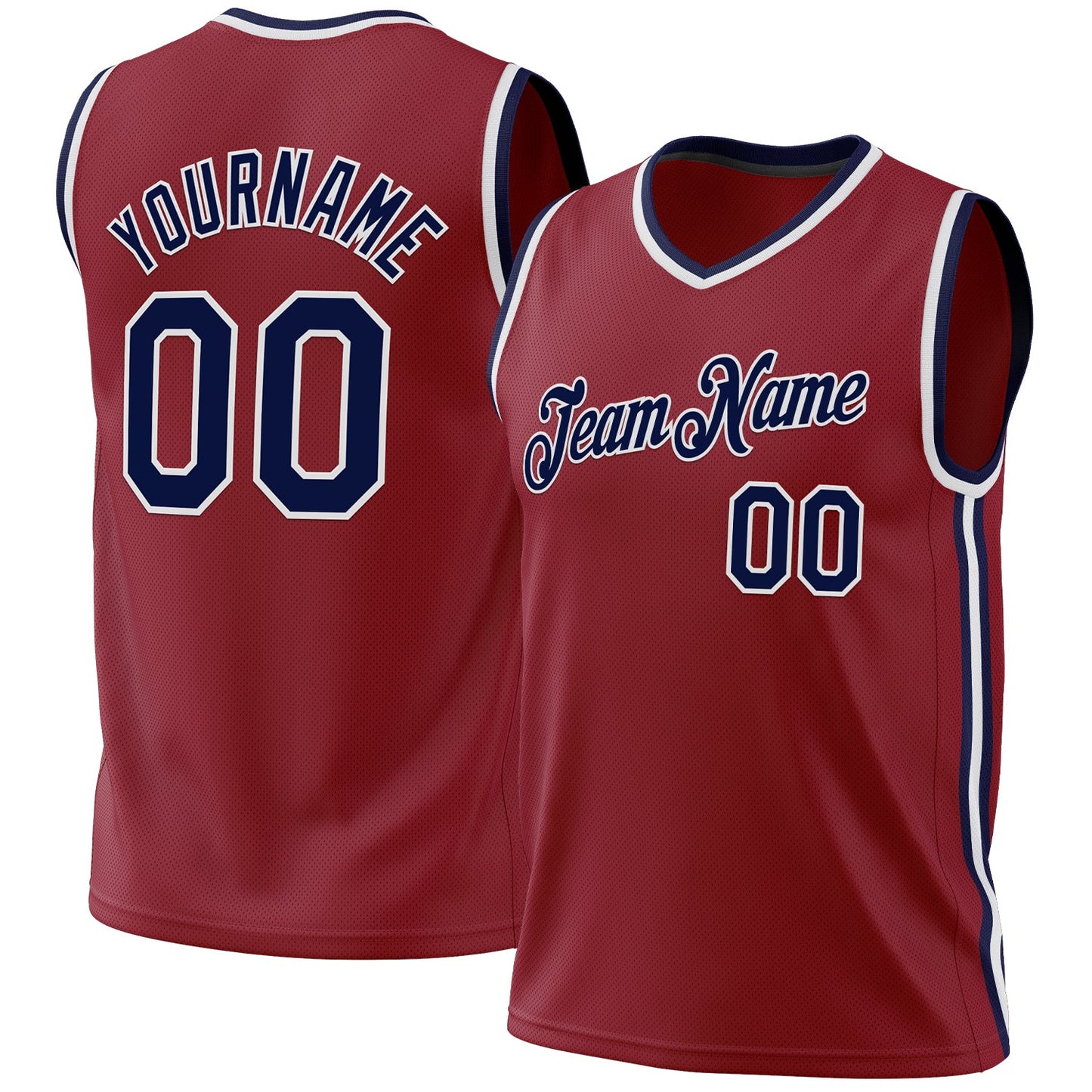 Custom Maroon Navy-White Authentic Throwback Basketball Jersey - Main View