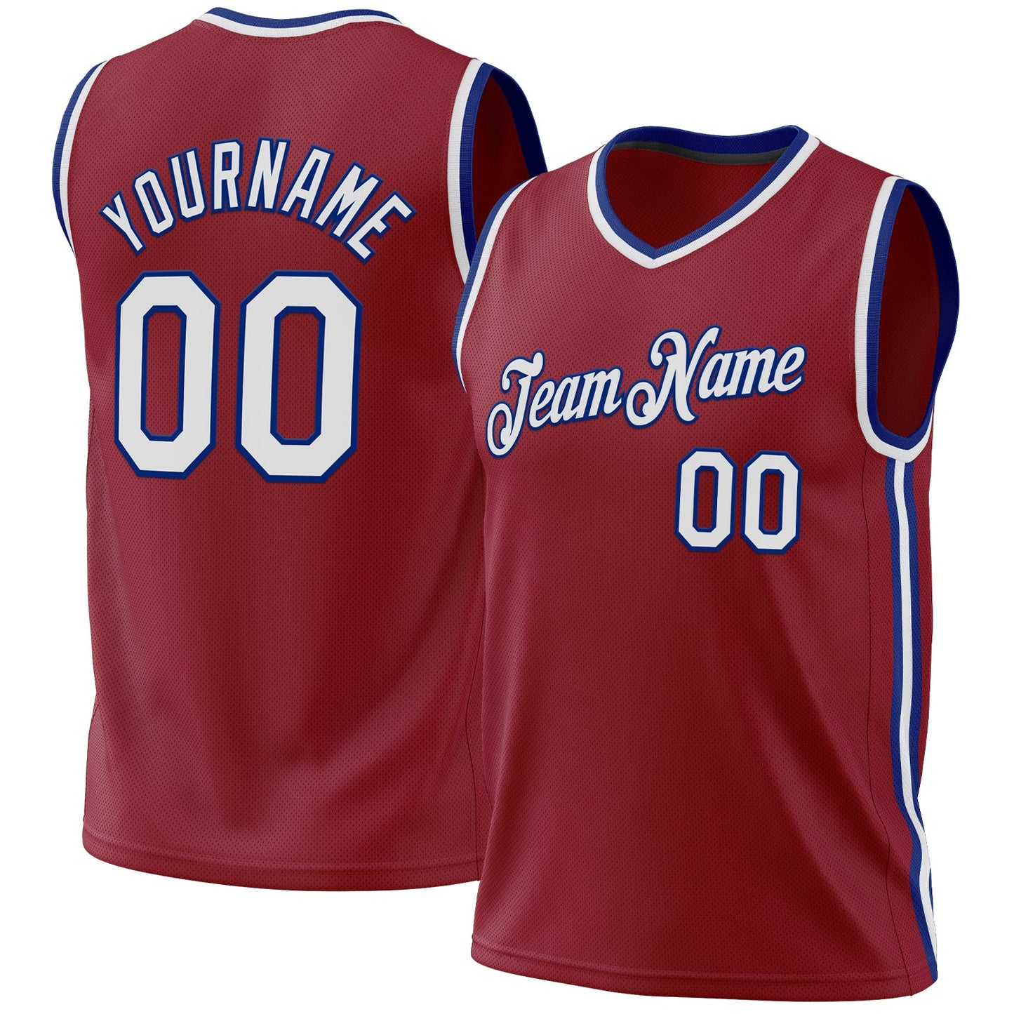 Custom Maroon White-Royal Authentic Throwback Basketball Jersey - Main View