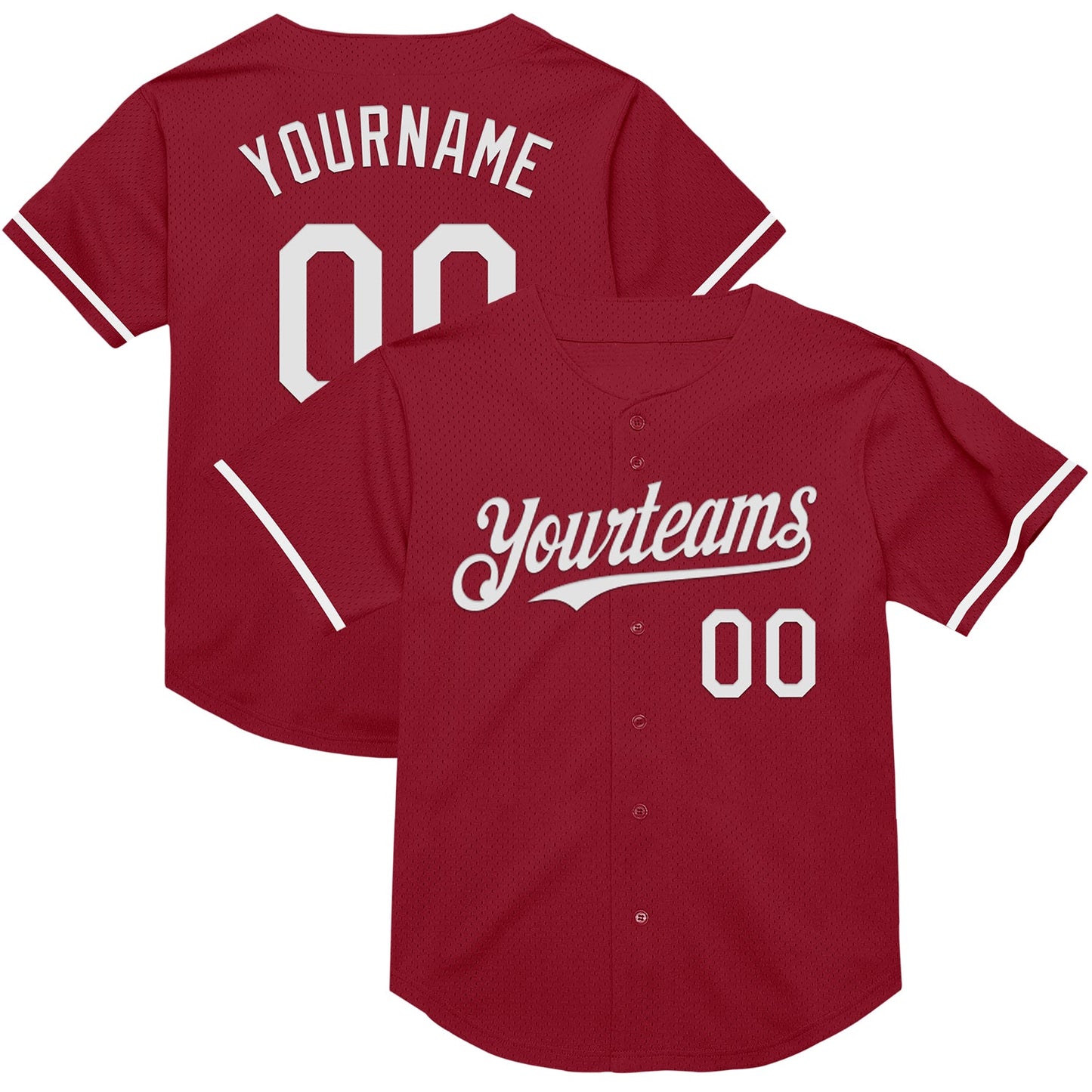 Custom Maroon White Mesh Authentic Throwback Baseball Jersey - Main View
