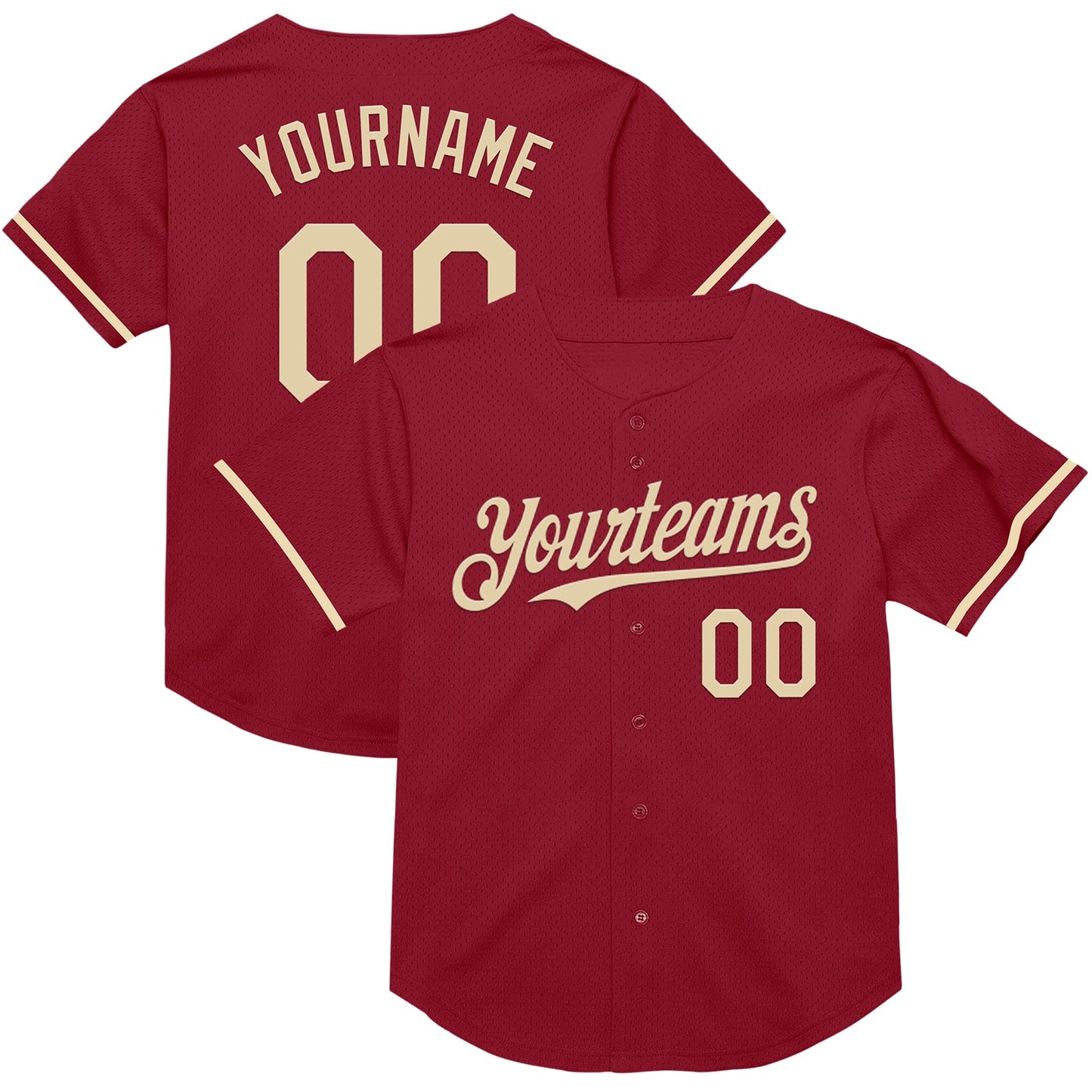 Custom Maroon Cream Mesh Authentic Throwback Baseball Jersey - Main View