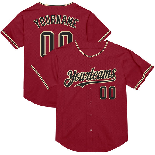 Custom Maroon Black-City Cream Mesh Authentic Throwback Baseball Jersey - Main View