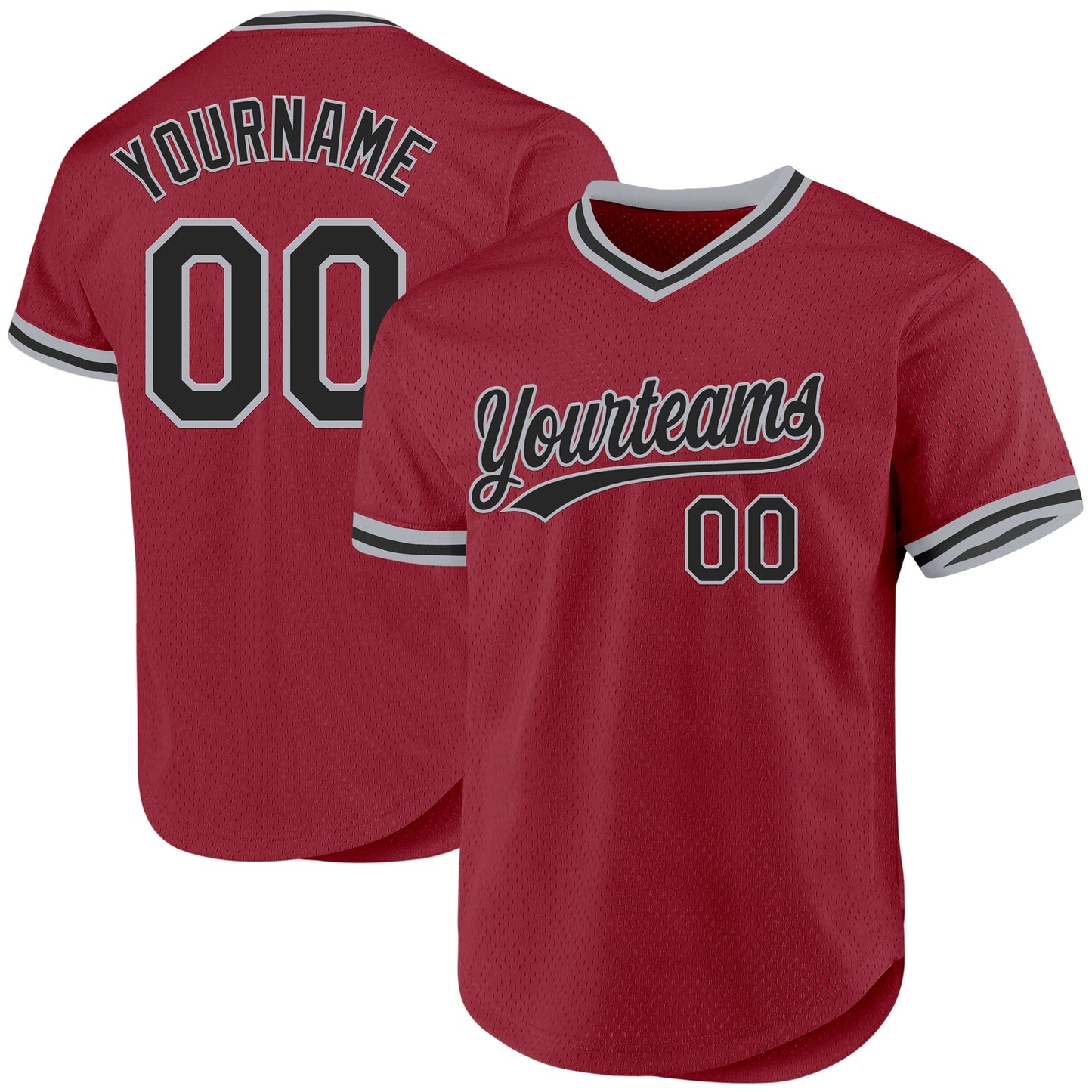 Custom Maroon Black-Gray Authentic Throwback Baseball Jersey - Main View