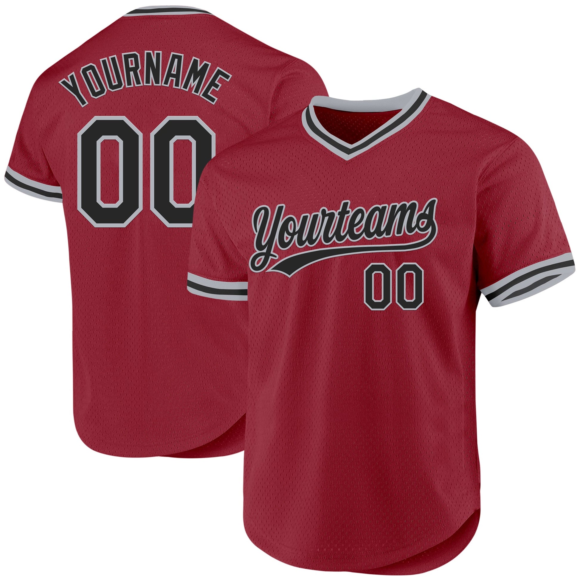 Custom Maroon Black-Gray Authentic Throwback Baseball Jersey - Main View