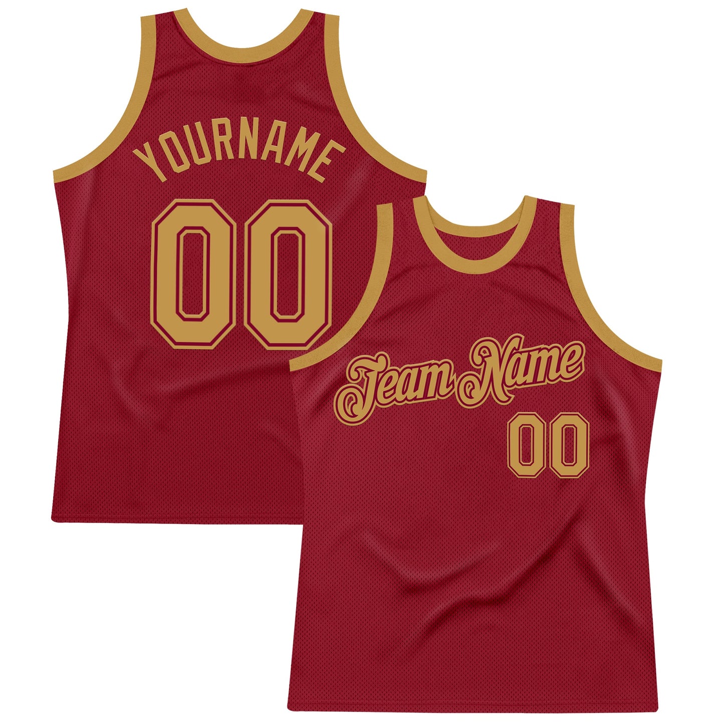 Custom Maroon Old Gold Authentic Throwback Basketball Jersey - Main View