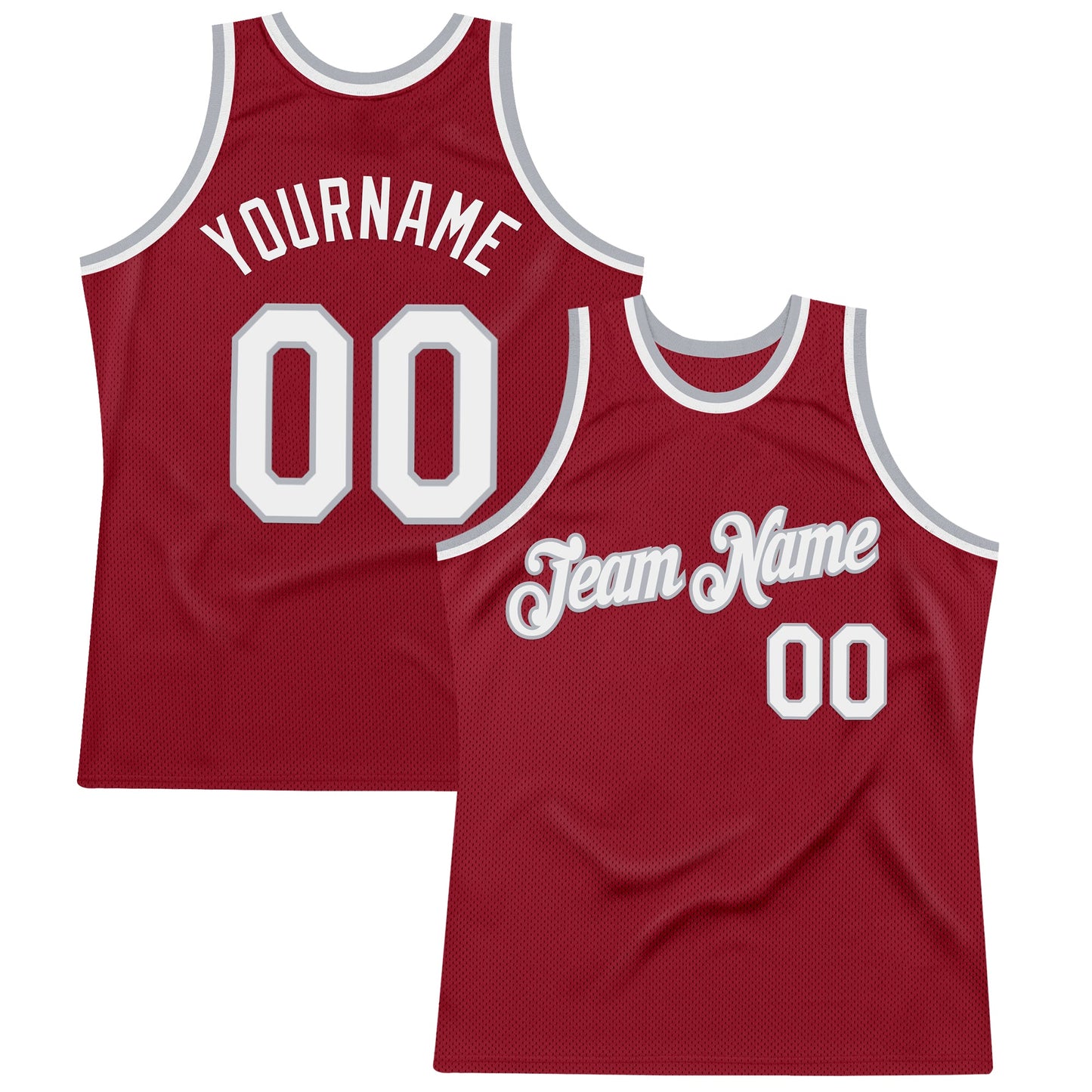 Custom Maroon White-Gray Authentic Throwback Basketball Jersey - Main View