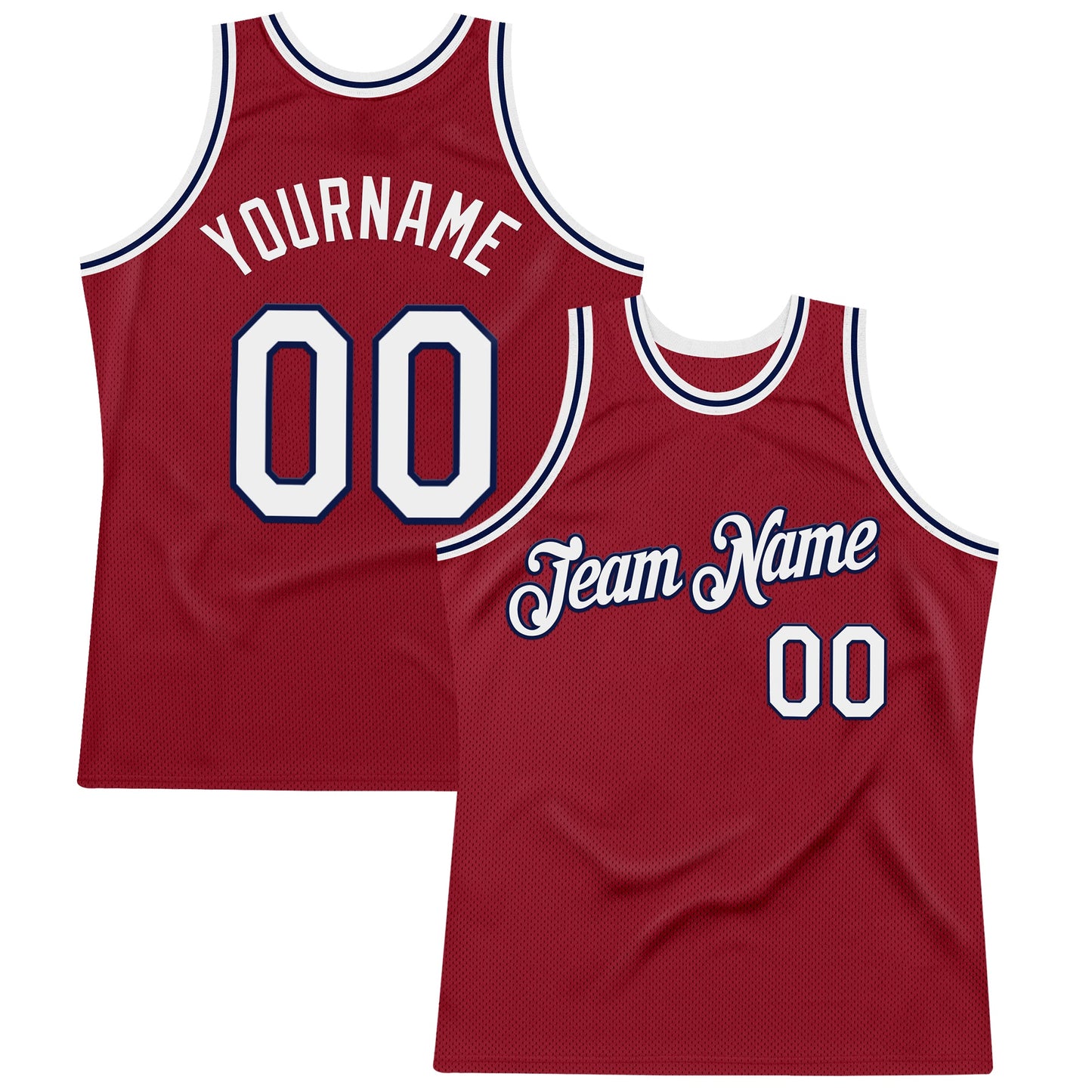Custom Maroon White-Navy Authentic Throwback Basketball Jersey - Main View