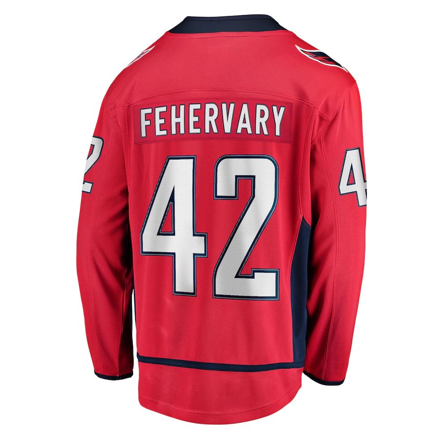W.Capitals #42 Martin Fehervary  Fanatics Branded Home Breakaway Player Jersey Red Stitched American Hockey Jerseys - Main View