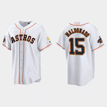 #15 Martin Maldonado Houston Astros 2023 Gold Program Jersey ¨C White Stitches Baseball Jerseys - Main View