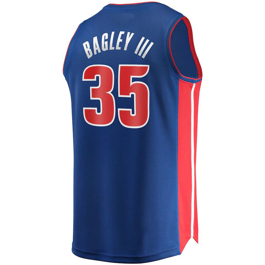 D.Pistons #35 Marvin Bagley III Fanatics Branded 2021-22 Fast Break Replica Jersey Icon Edition Blue Stitched American Basketball Jersey - Main View