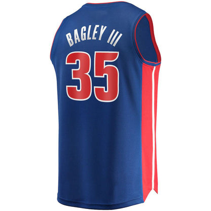 D.Pistons #35 Marvin Bagley III Fanatics Branded 2021-22 Fast Break Replica Jersey Icon Edition Blue Stitched American Basketball Jersey - Main View