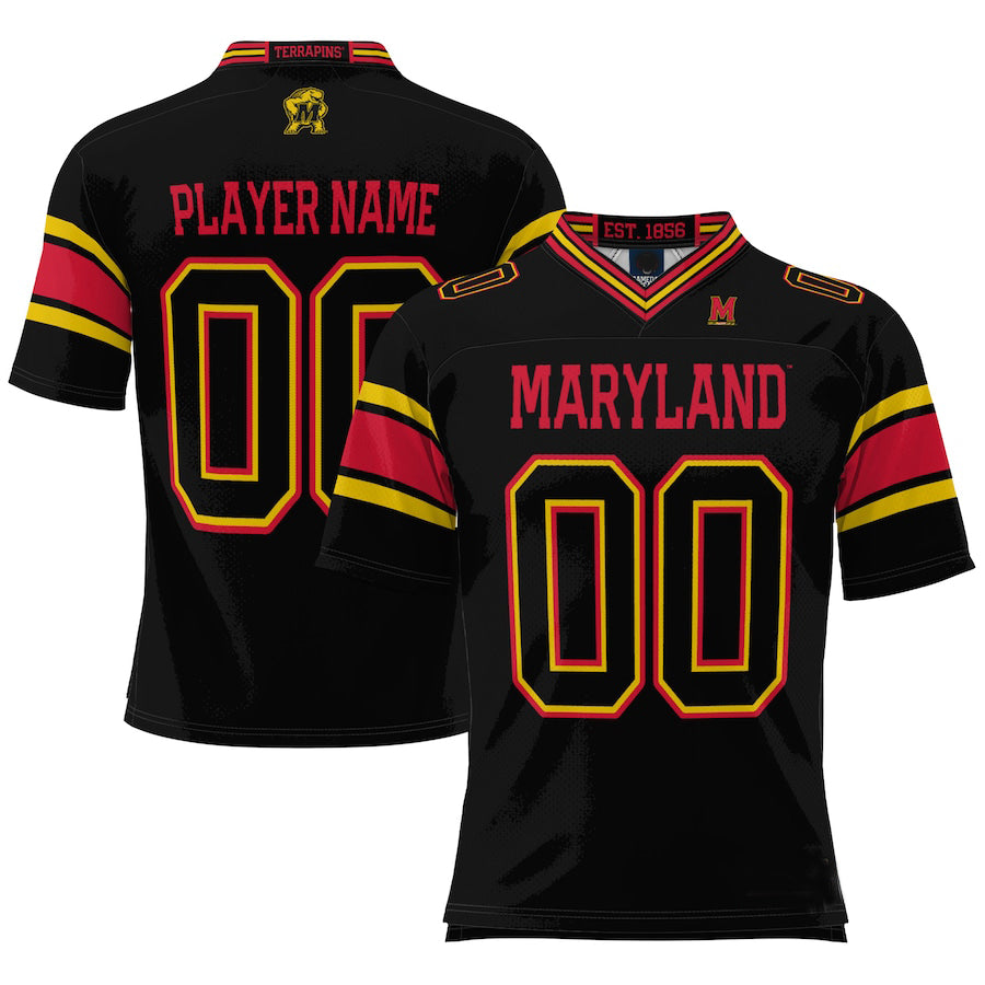 Custom M.Terrapins ProSphere NIL Pick-A-Player Football Jersey Black American Stitched College Jerseys - Main View