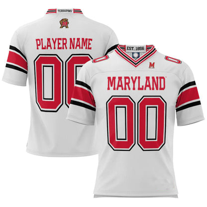 Custom M.Terrapins ProSphere NIL Pick-A-Player Football Jersey White American Stitched College Jerseys - Main View