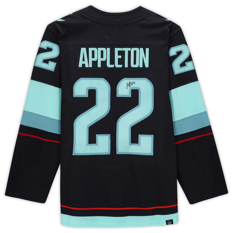 S.Kraken #22 Mason Appleton Fanatics Authentic Autographed with Inaugural Season Jersey Patch Blue Stitched American Hockey Jerseys - Main View