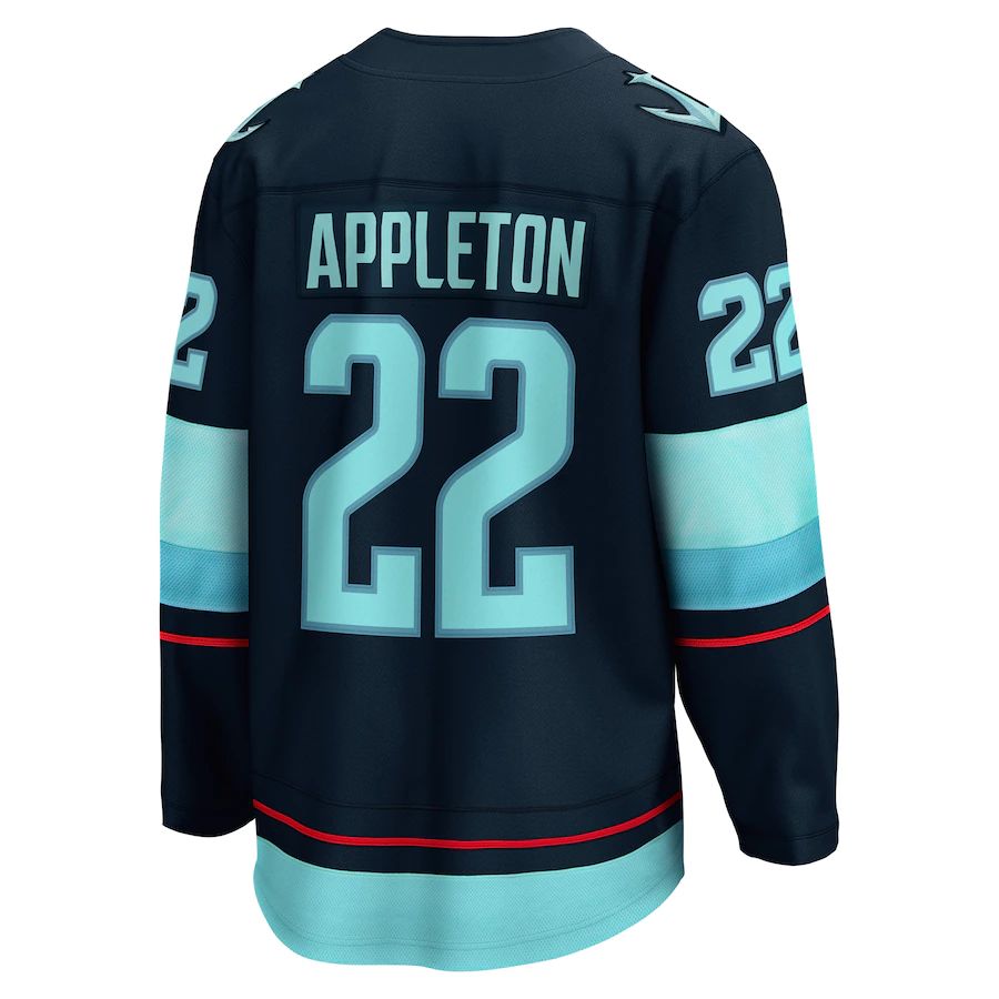 S.Kraken #22 Mason Appleton Fanatics Branded Home Breakaway Player Jersey  Blue Stitched American Hockey Jerseys - Main View