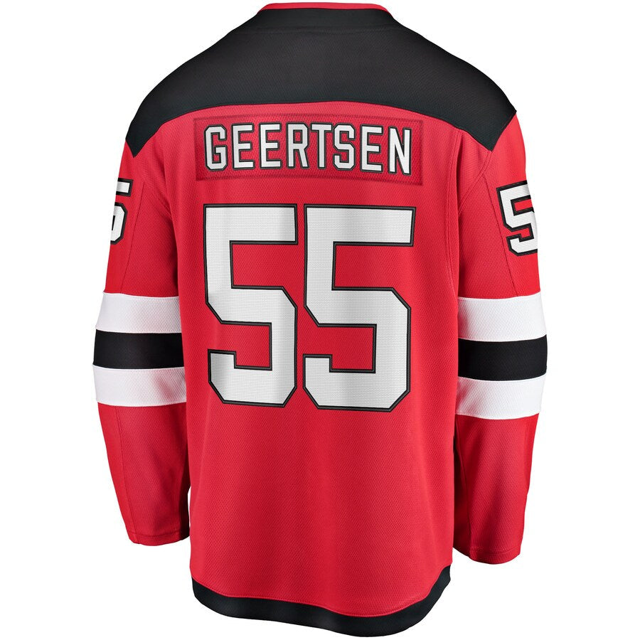 NJ.Devils #55 Mason Geertsen Fanatics Branded Home Breakaway Player Jersey Red Stitched American Hockey Jerseys - Main View
