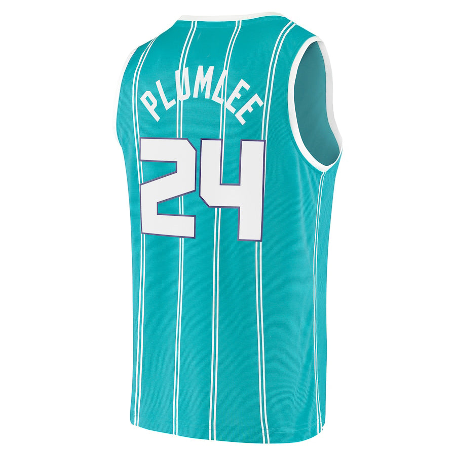 C.Hornets #24 Mason Plumlee Fanatics Branded 2021-22 Fast Break Replica Jersey Icon Edition Teal Stitched American Basketball Jersey - Main View