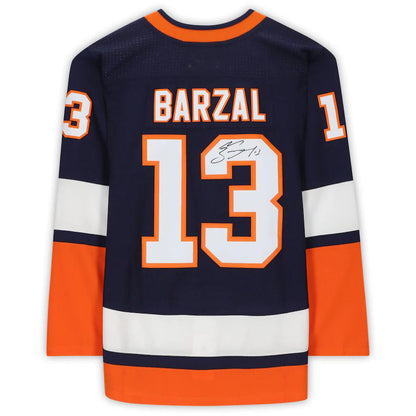 NY.Islanders #13 Mathew Barzal Fanatics Authentic Autographed 2020-21 Reverse Retro Nary Stitched American Hockey Jerseys - Main View