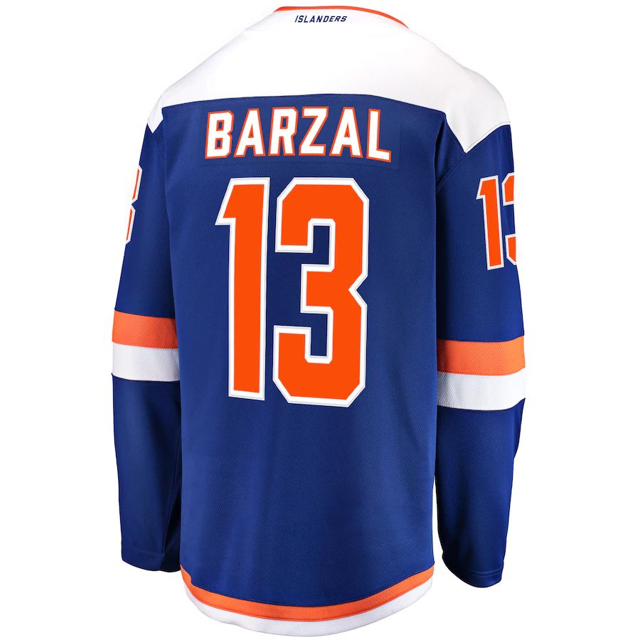 NY.Islanders #13 Mathew Barzal Fanatics Branded Alternate Breakaway Jersey Royal Stitched American Hockey Jerseys - Main View