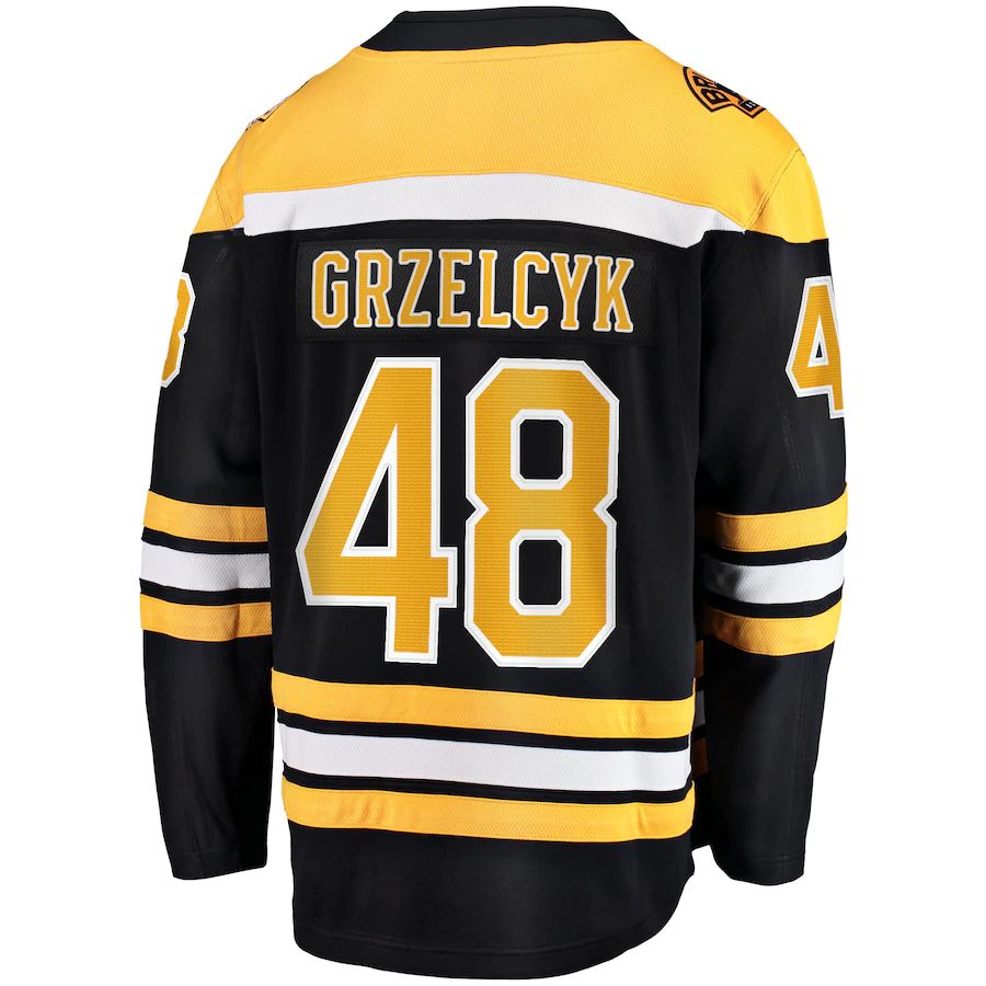 B.Bruins #48 Matt Grzelcyk Fanatics Branded Team Home Breakaway Player Jersey Black Stitched American Hockey Jerseys - Main View