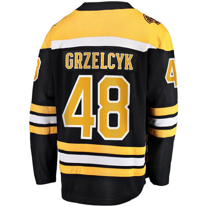 B.Bruins #48 Matt Grzelcyk Fanatics Branded Team Home Breakaway Player Jersey Black Stitched American Hockey Jerseys - Main View