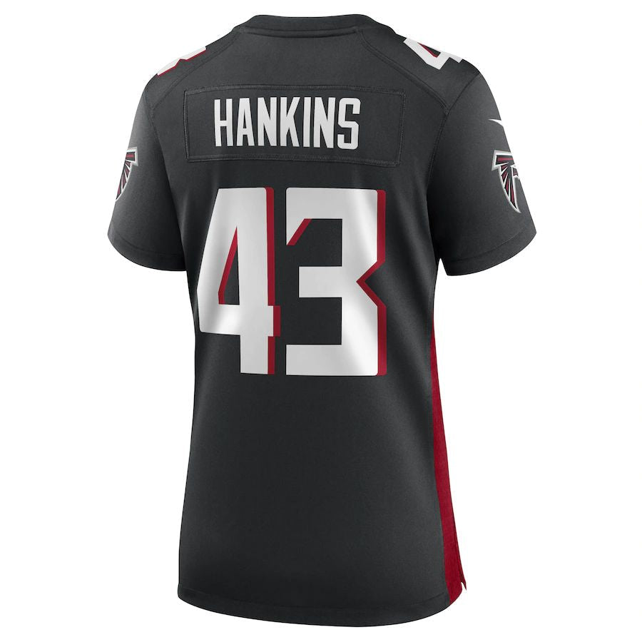 A.Falcons #43 Matt Hankins Black Game Player Jersey Stitched American Football Jerseys - Main View