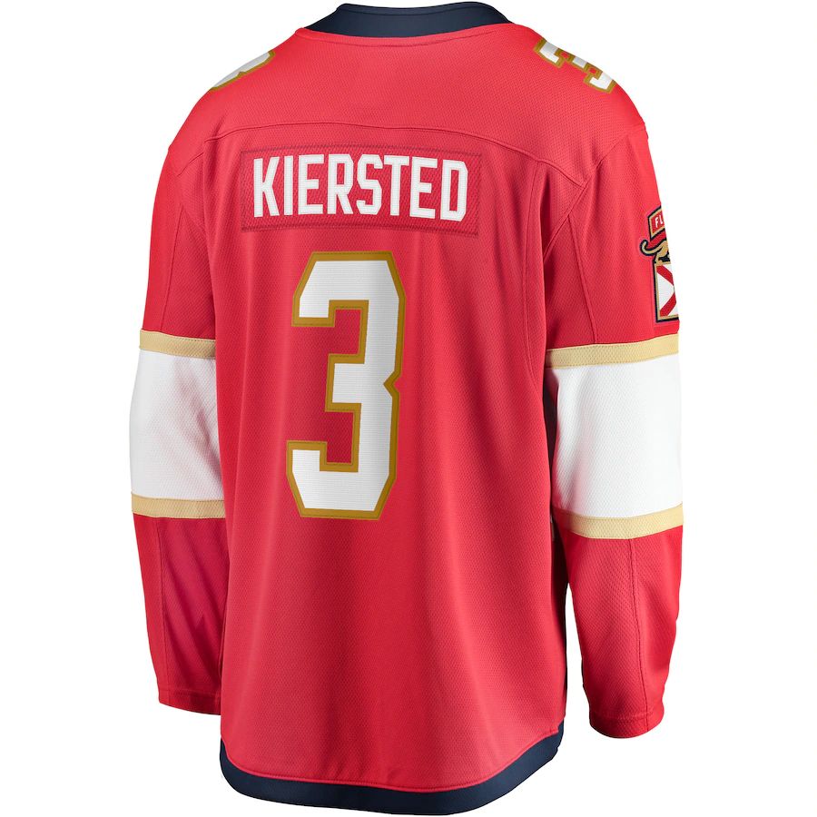 F.Panthers #3 Matt Kiersted Fanatics Branded Home Team Breakaway Player Jersey Red Stitched American Hockey Jerseys - Main View