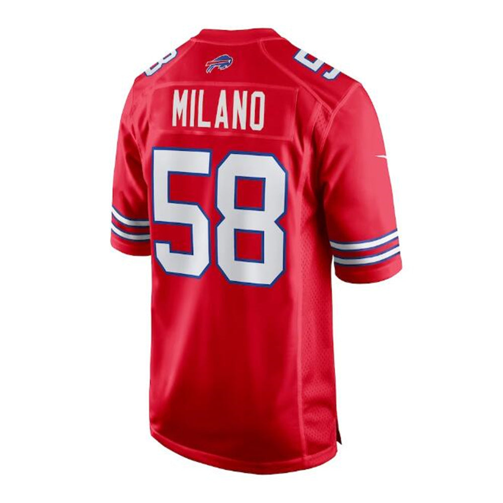 B.Bills #58 Matt Milano Alternate Game Jersey - Red American Stitched Football Jerseys - Main View