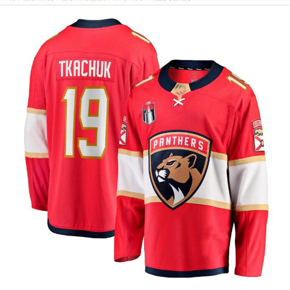 F.Panthers #19 Matthew Tkachuk Fanatics Branded 2023 Stanley Cup Final Home Breakaway Player Jersey - Red Stitched American Hockey Jerseys - Main View