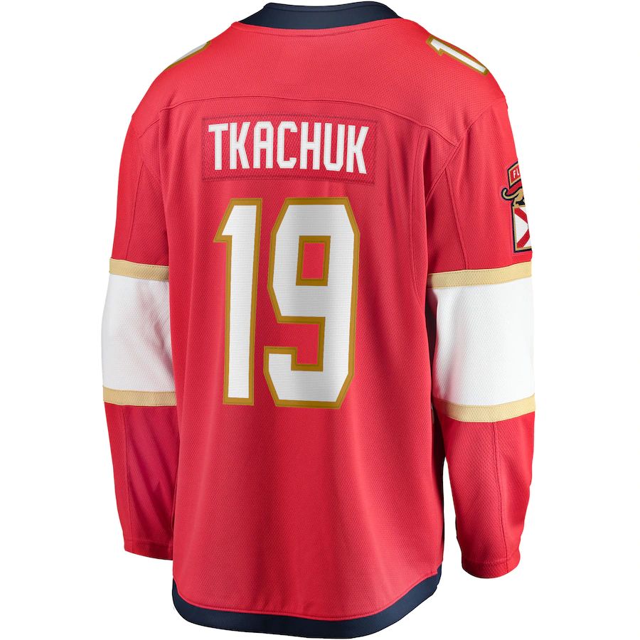 F.Panthers #19 Matthew Tkachuk Fanatics Branded Home Breakaway Player Jersey Red Stitched American Hockey Jerseys - Main View