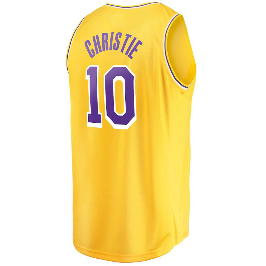 LA.Lakers #10 Max Christie Fanatics Branded 2022-23 Fast Break Replica Player Jersey Icon Gold Stitched American Basketball Jersey - Main View