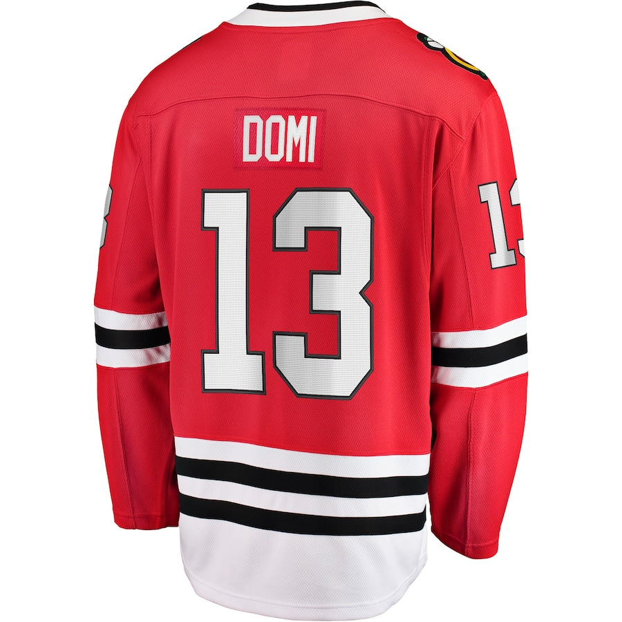 C.Blackhawks #13 Max Domi Fanatics Branded Home Breakaway Player Jersey Red Stitched American Hockey Jerseys - Main View