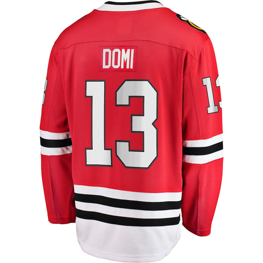 C.Blackhawks #13 Max Domi Fanatics Branded Home Breakaway Player Jersey Red Stitched American Hockey Jerseys - Main View
