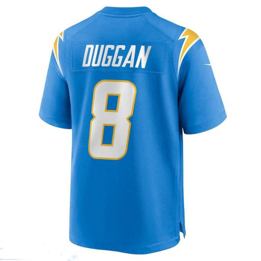 LA.Chargers #8 Max Duggan Team Game Jersey - Powder Blue Stitched American Football Jerseys - Main View