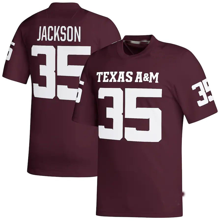T.A&M Aggies #35 McKinnley Jackson NIL Replica Football Jersey Maroon Stitched American College Jerseys - Main View