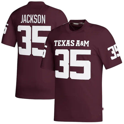 T.A&M Aggies #35 McKinnley Jackson NIL Replica Football Jersey Maroon Stitched American College Jerseys - Main View