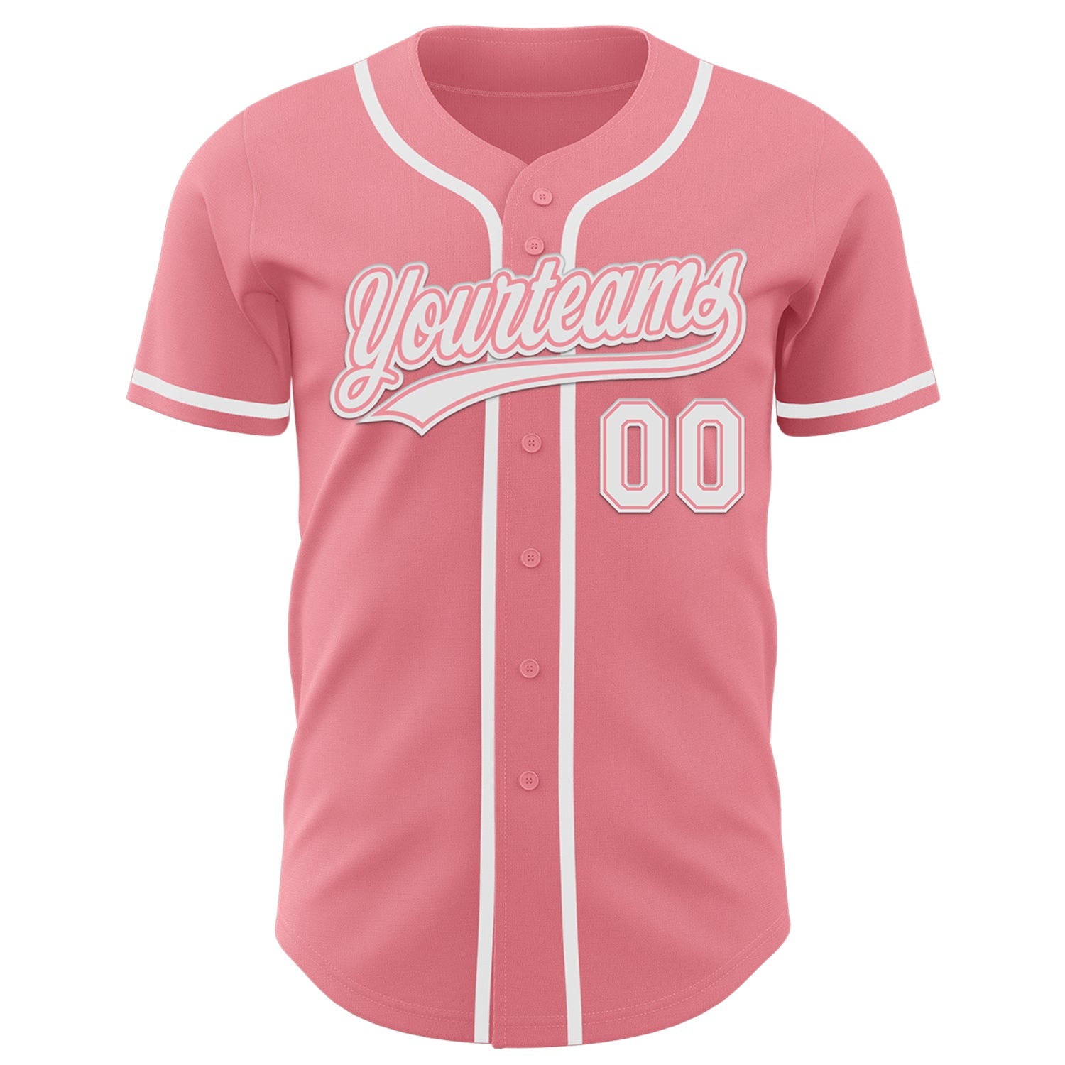 Custom Medium Pink White Authentic Baseball Jersey view 2