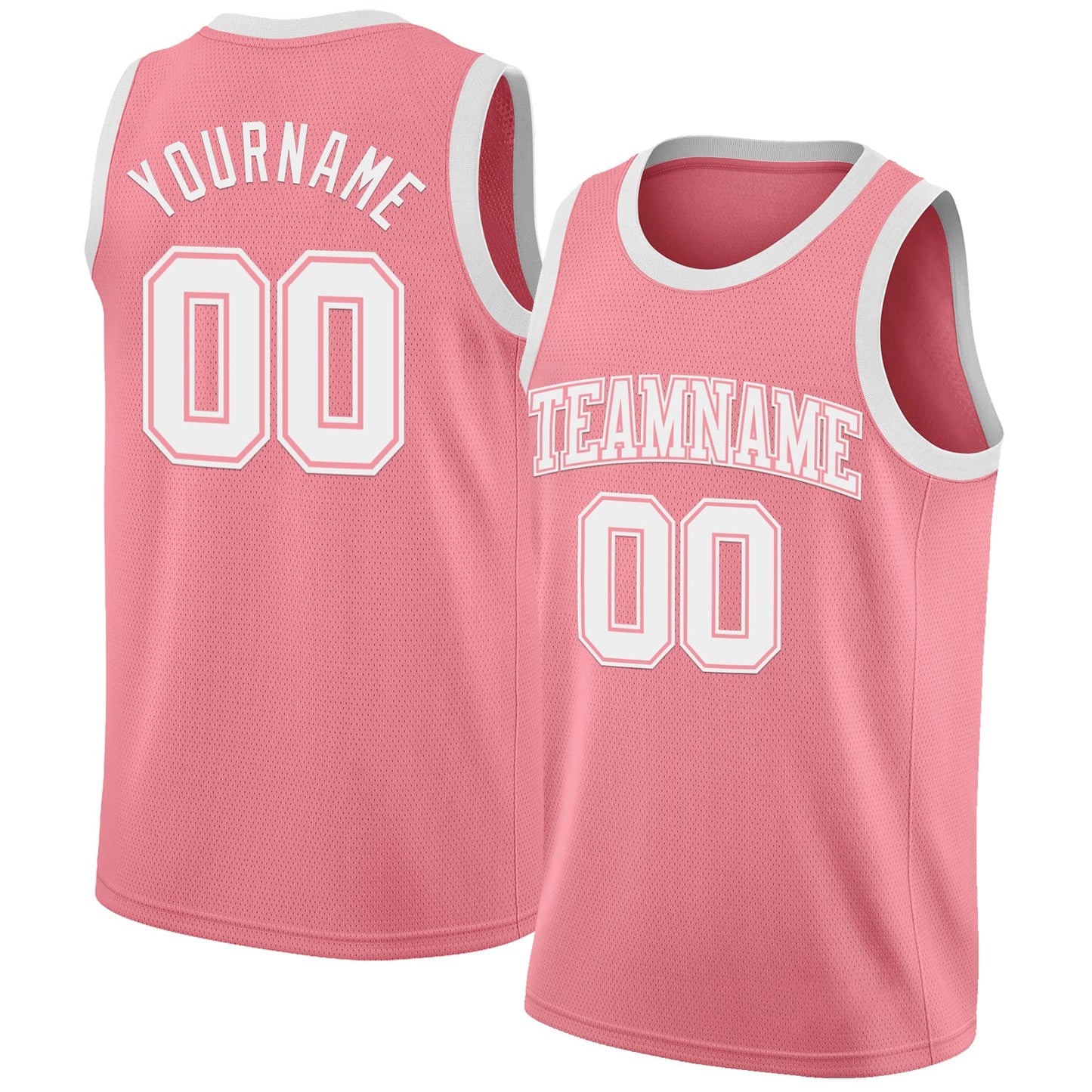 Custom Medium Pink White Authentic Basketball Jersey - Main View