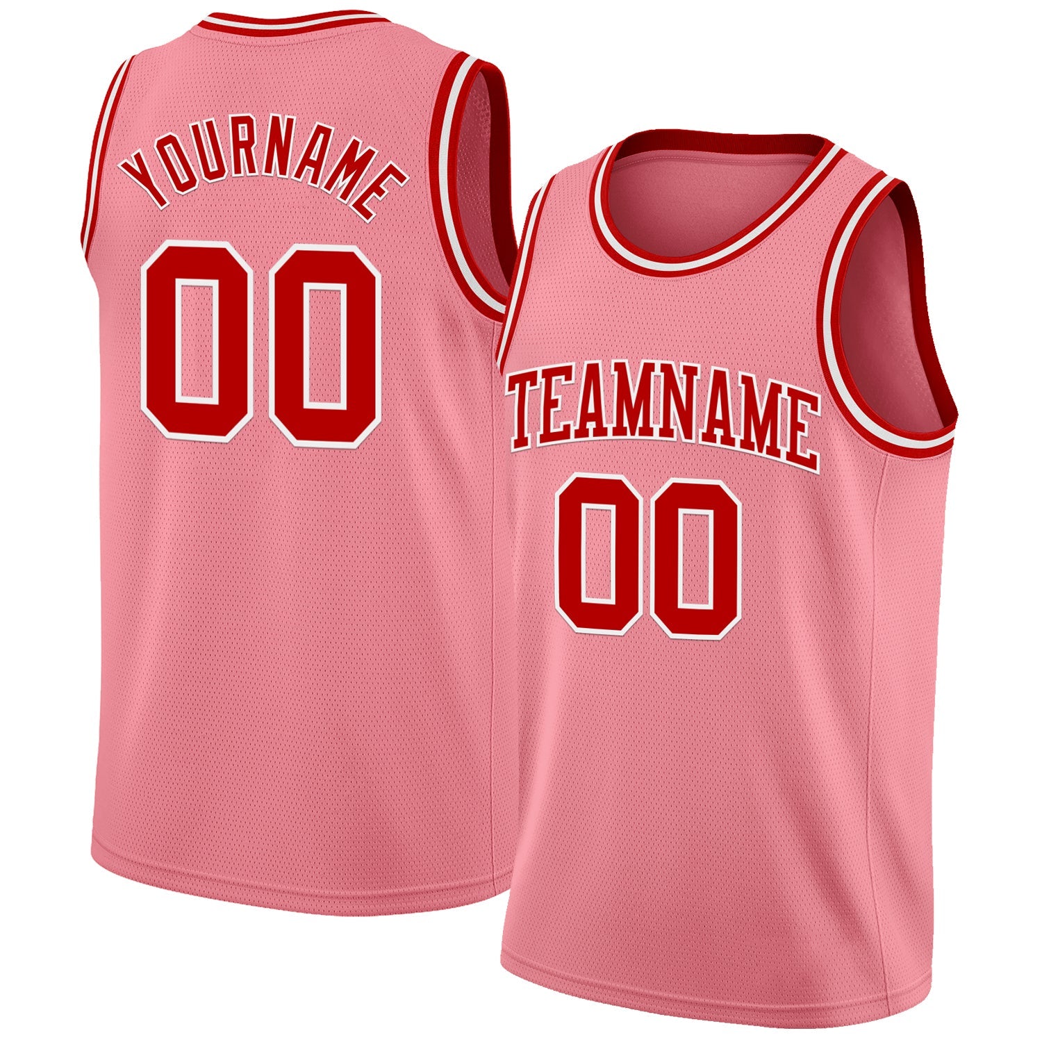 Custom Medium Pink Red-White Authentic Basketball Jersey - Main View