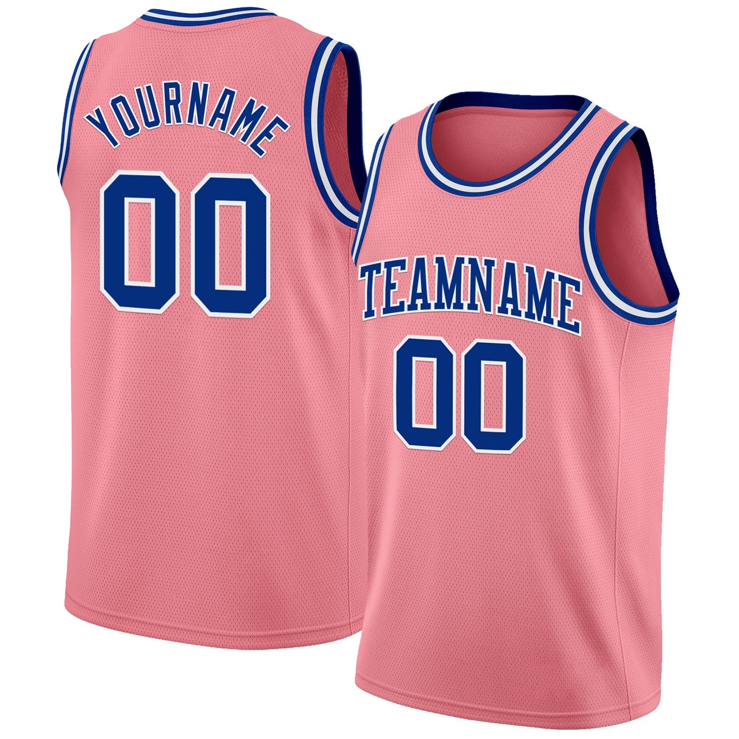 Custom Medium Pink Royal-White Authentic Basketball Jersey - Main View